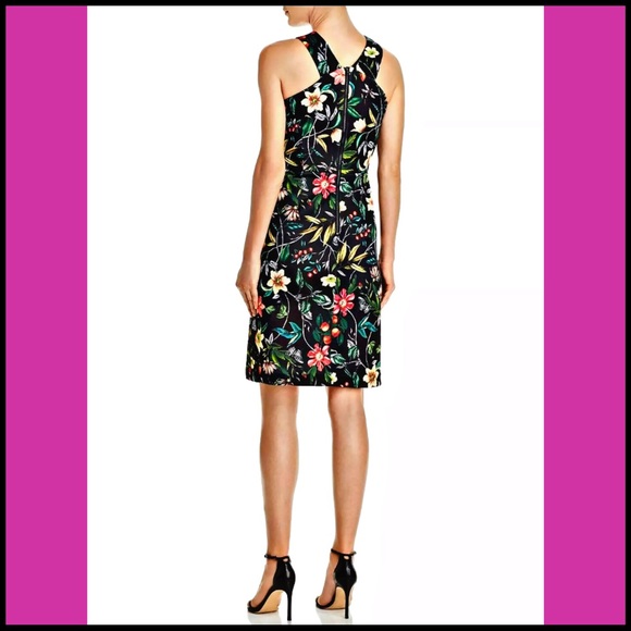 SAM EDELMAN BLACK TROPICAL PRINTED SHEATH DRESS - Picture 2 of 8